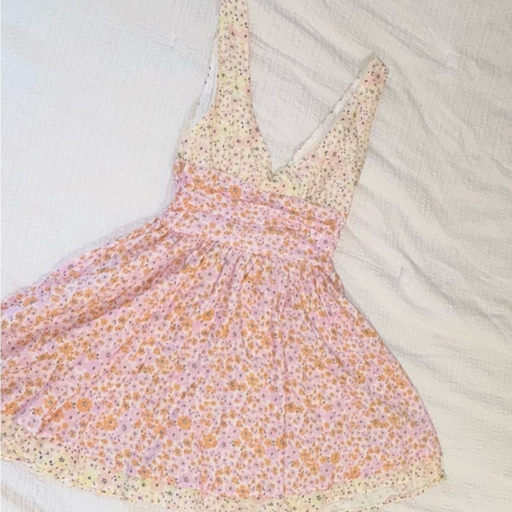 Princess Polly Floral Pink and Orange Dress